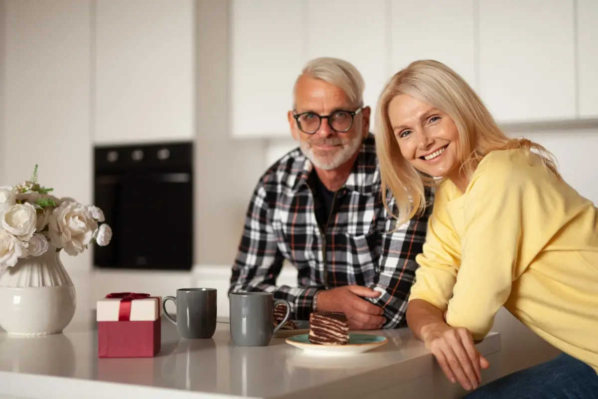 senior couple enjoying a minimalist lifestyle in a retirement community